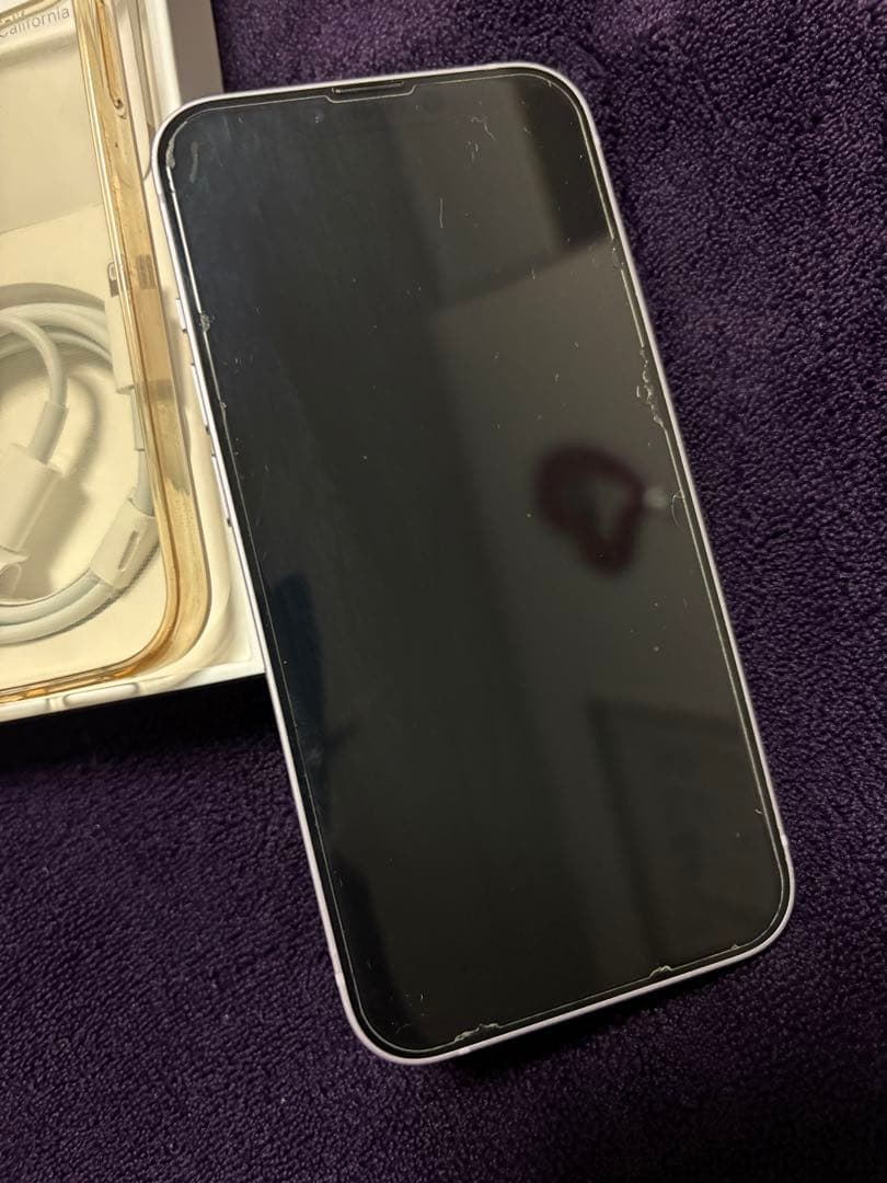 美品 iPhone14 128GB SIMフリー パープル 純正充電ケーブル付