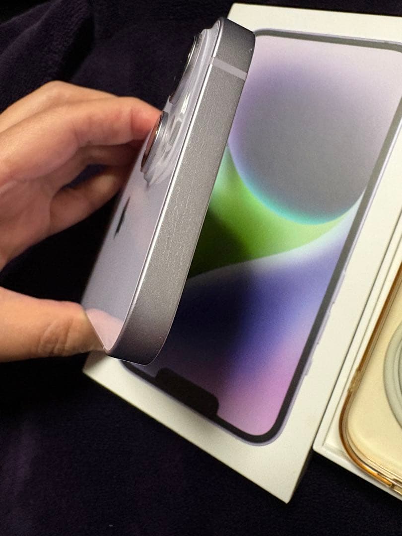 美品 iPhone14 128GB SIMフリー パープル 純正充電ケーブル付