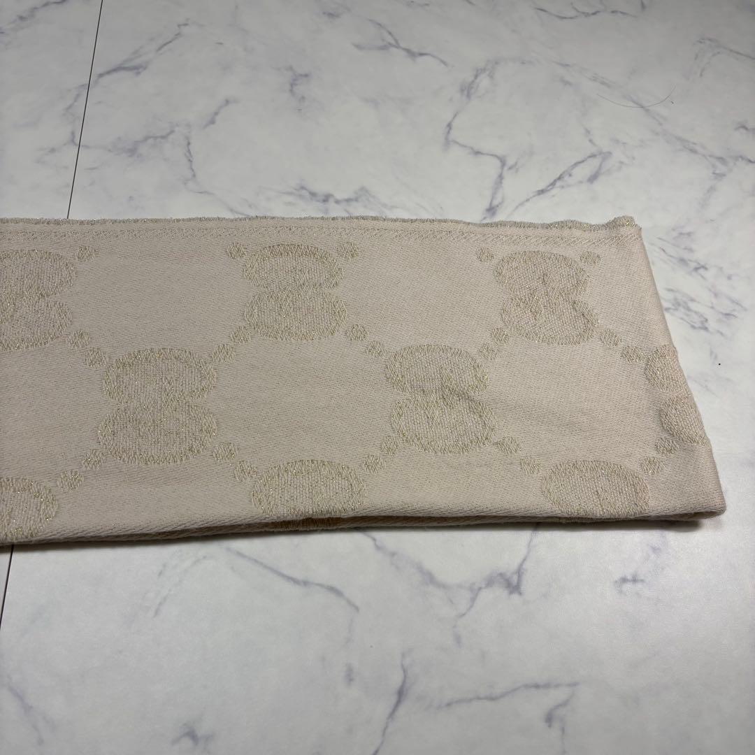 GUCCI 最高級ウール ジャカード マフラー ゴールド ラメ