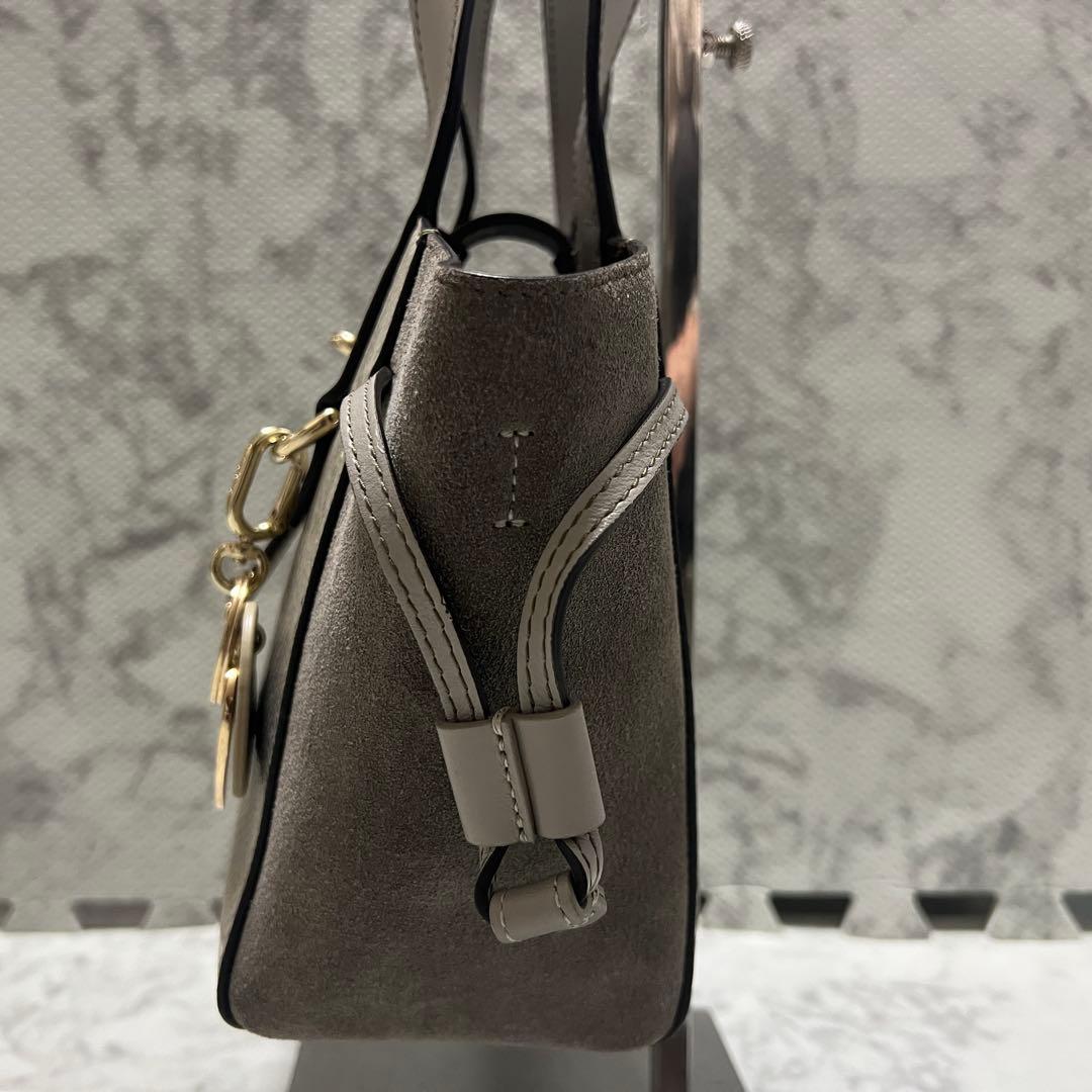 極美品✨フルラ ネット ミニ ハンドバッグ レザー スエード ハートチャーム付き