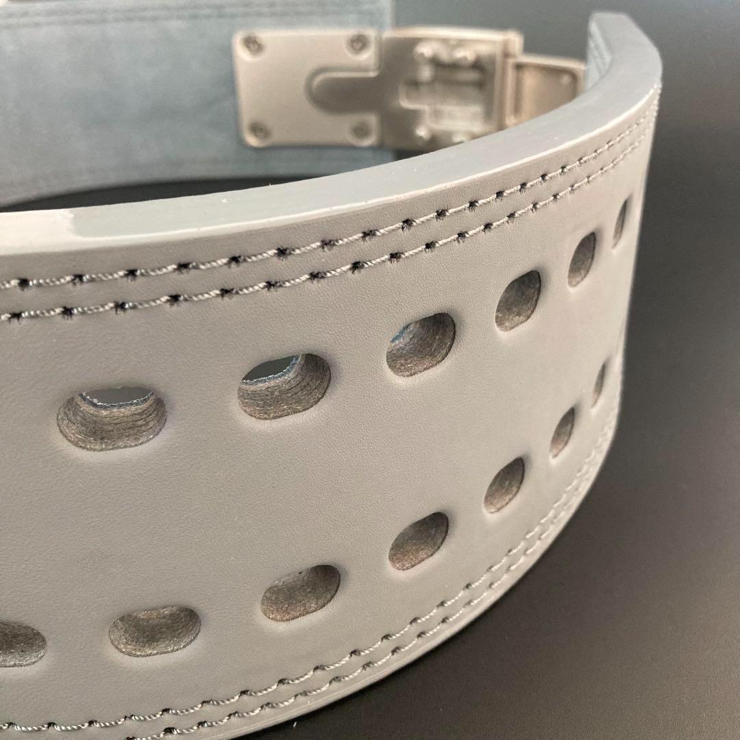 【訳あり】パワーベルト レバーアクション 本革 グレー×マット銀 可変式