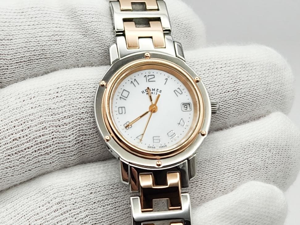 HERMES エルメス　クリッパーナクレ　 WhiteシェルDial 065