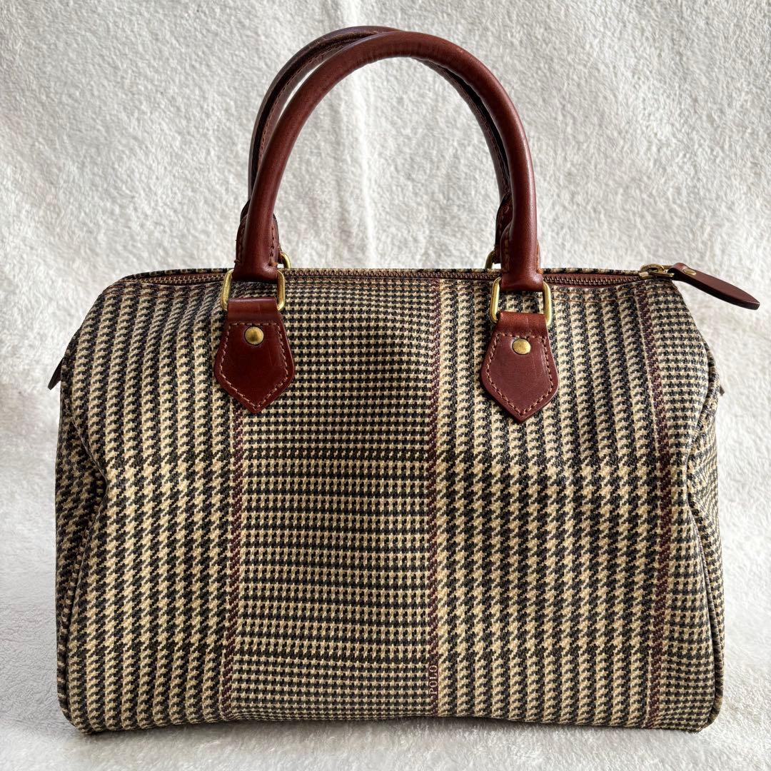 ✨️美品✨️ ポロラルフローレン 千鳥格子柄 ミニボストンバッグ PVCレザー