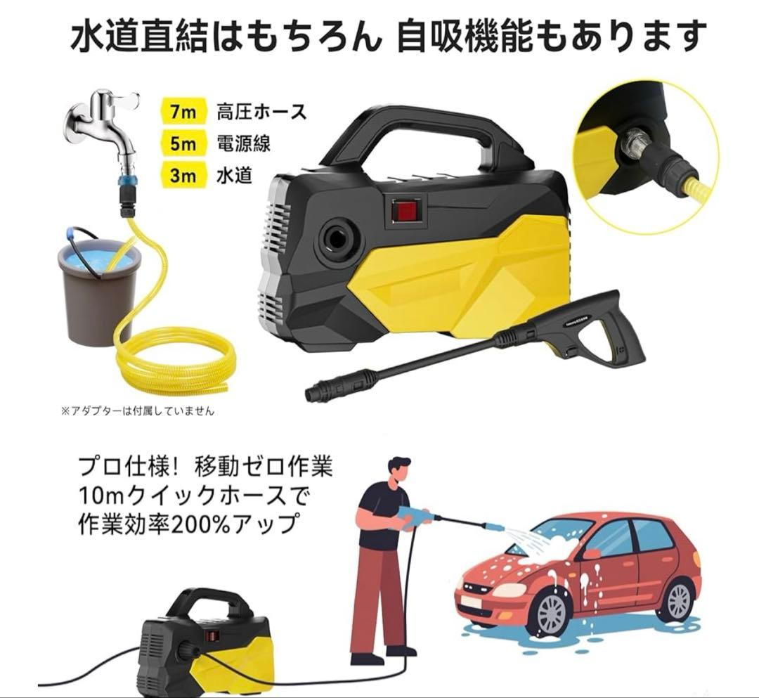 高圧洗浄機【A4用紙サイズ・超軽量2.85kg・2025年新登場】
