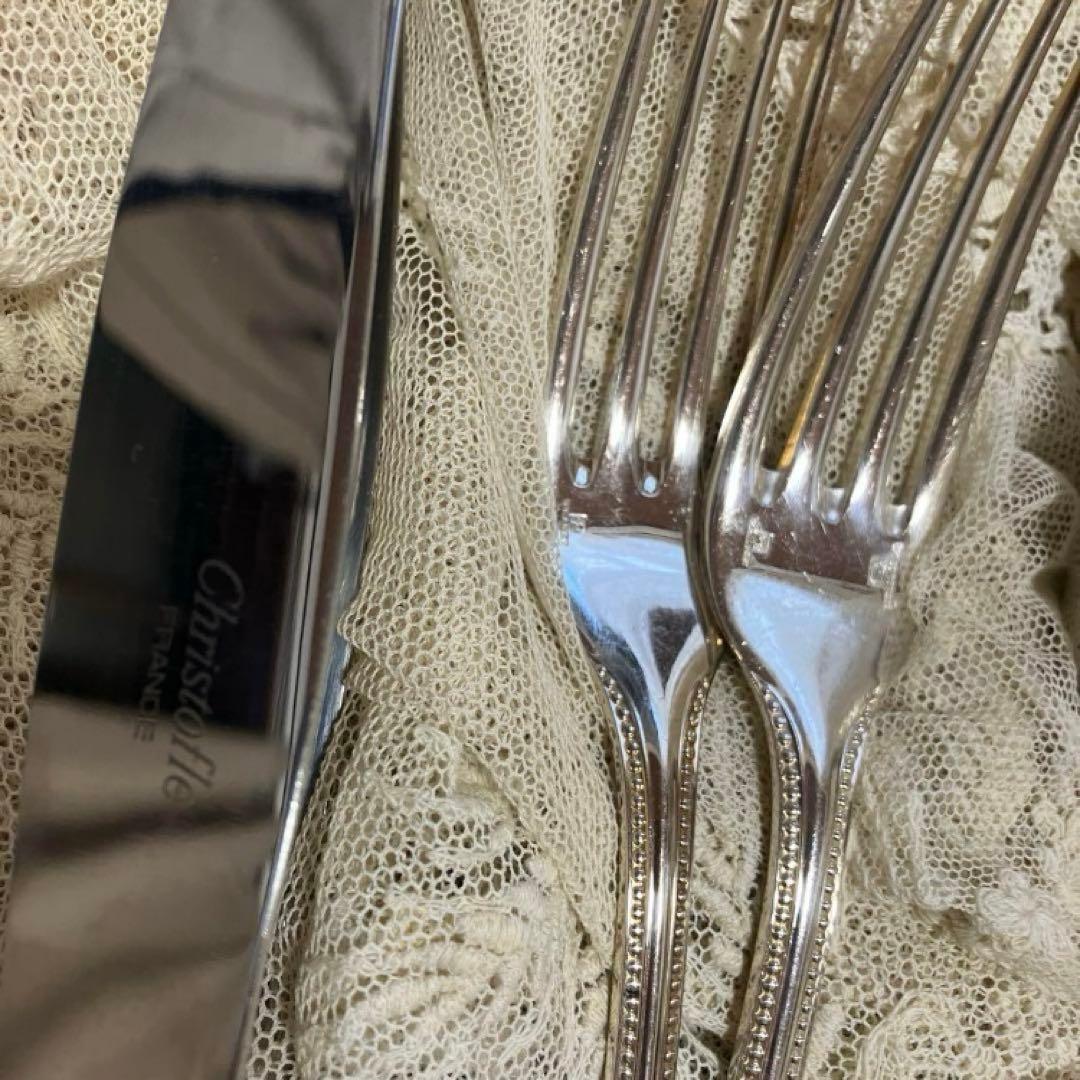 ラスト美品　フランス　クリストフル　パール　スプーンフォークナイフ２本ずつ