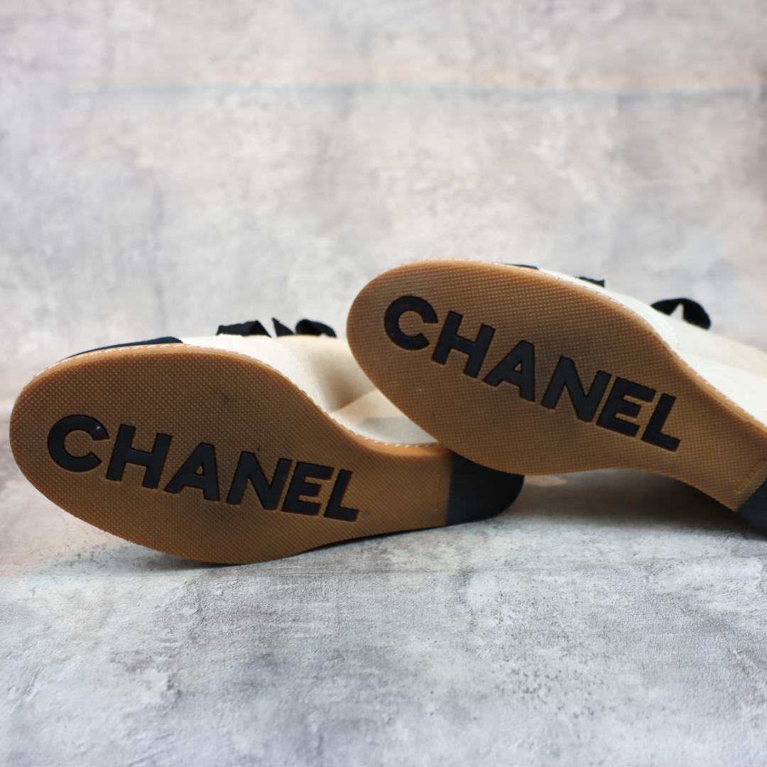 CHANEL シャネル ウェッジソール パンプス ココマーク スタッズ 箱付き