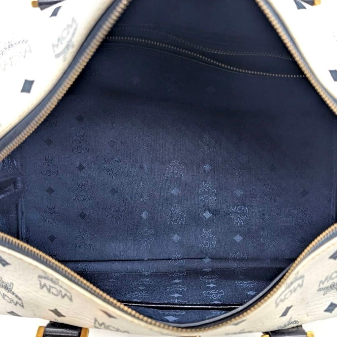 美品✨MCM エムシーエム ボストンバッグ ヴィセトス ホワイト ブラック 総柄