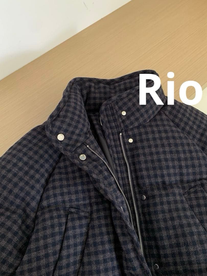 nothing written Cropped チェック柄 ダウンジャケット