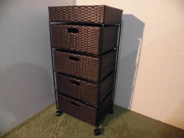 【全国一律送料無料・新品】ラタン風★サニタリー★ランドリーチェストダークブラウン