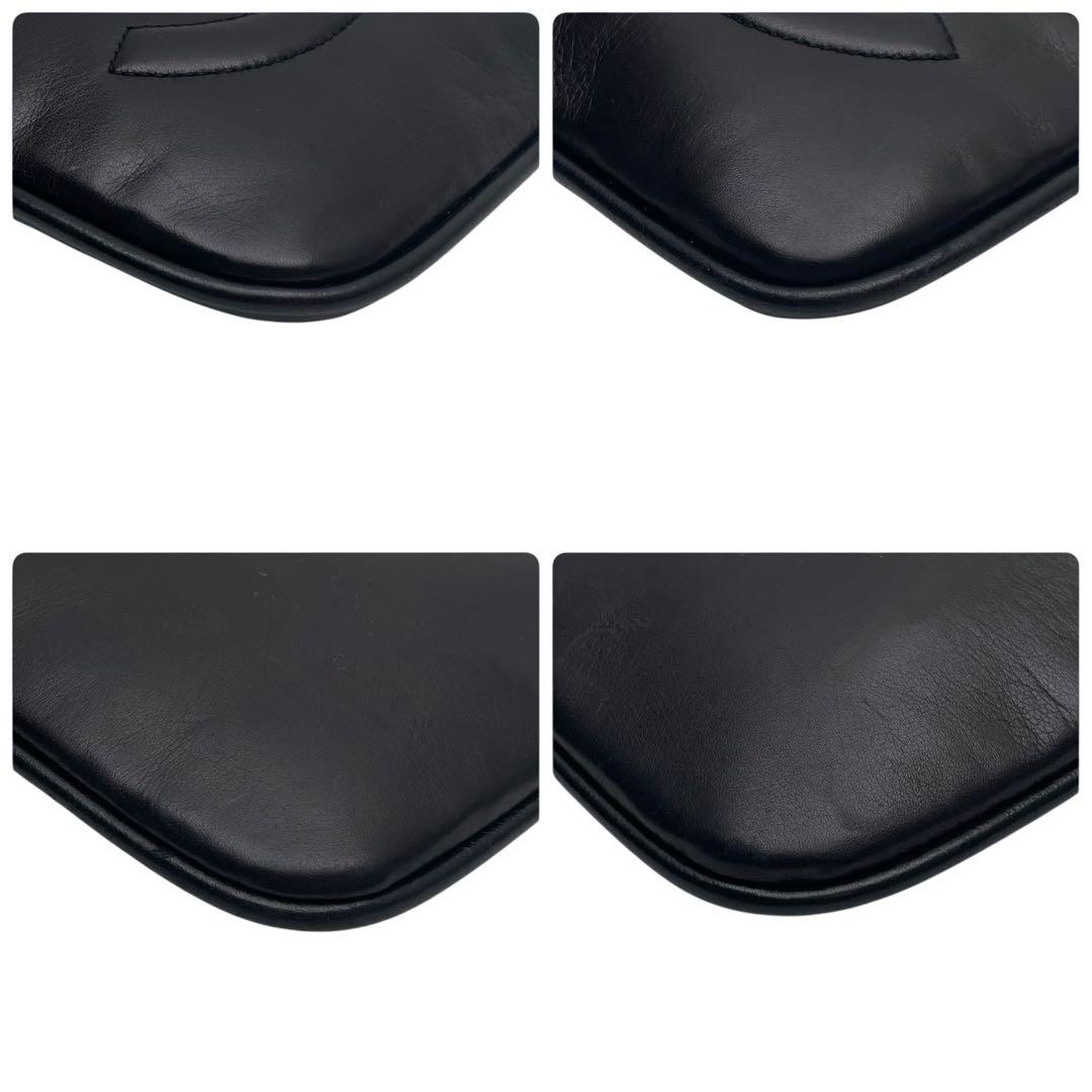 良品 シャネル ラムスキン ココマーク ウエスト ボディ バッグ ブラック