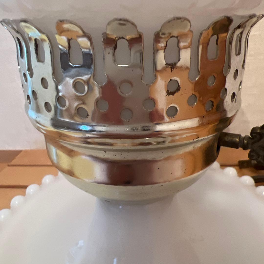 ビンテージランプ　ミルクガラス　ホブネイル　ゴールド