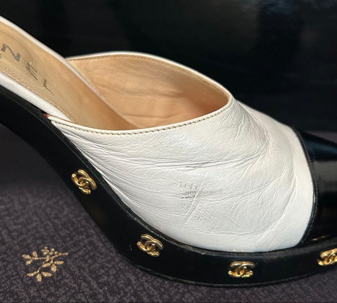 ル*イ様 CHANEL シャネル ミュール サンダル 38 バイカラー