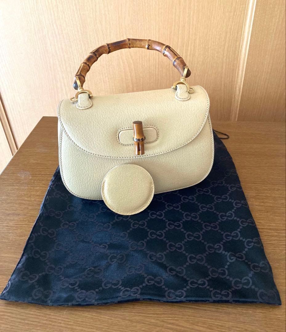 GUCCI グッチ　ベージュ バンブーハンドル　ハンドバッグ