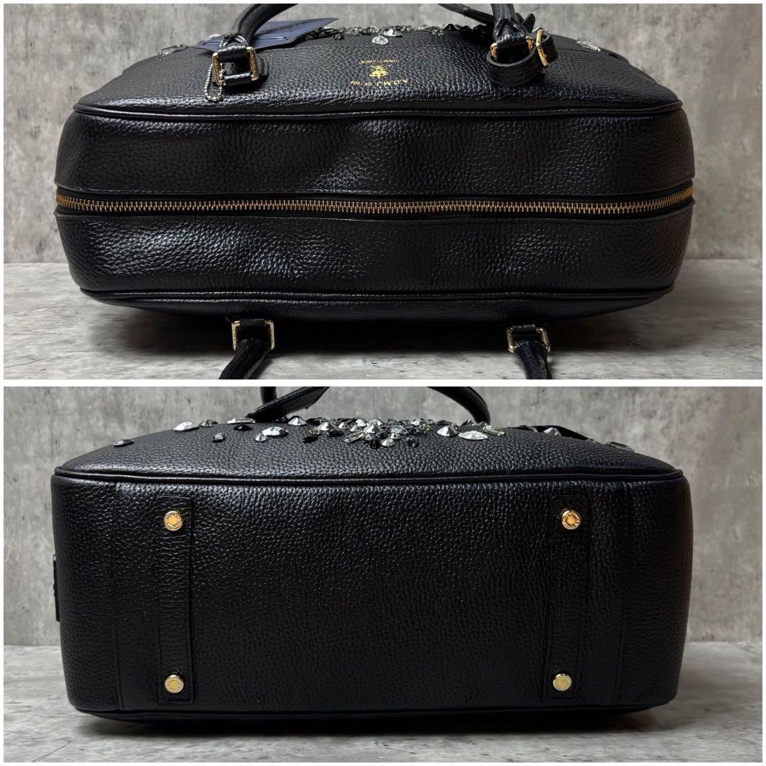 極美品タグ付き✨A.D.M.J. スワロフスキー ボストンバッグ ビジュー 黒