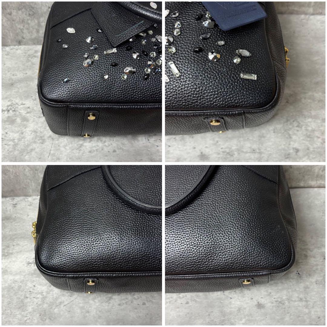 極美品タグ付き✨A.D.M.J. スワロフスキー ボストンバッグ ビジュー 黒