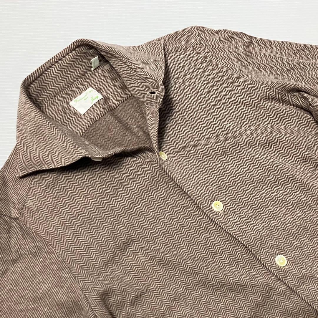 美品 Finamore S イタリア製 定価¥45,000程 ヘリンボン