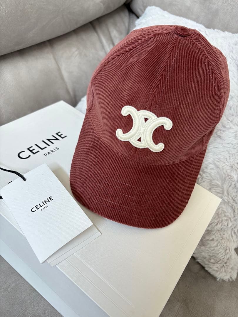 CELINE ブラッシュ　コーデュロイキャップ　Sサイズ