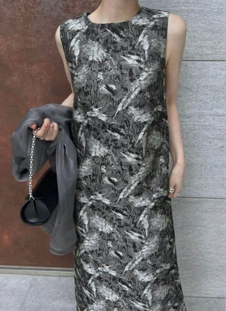 willfully ノースリーブジャガードワンピース&オーガンジーリボンタイop