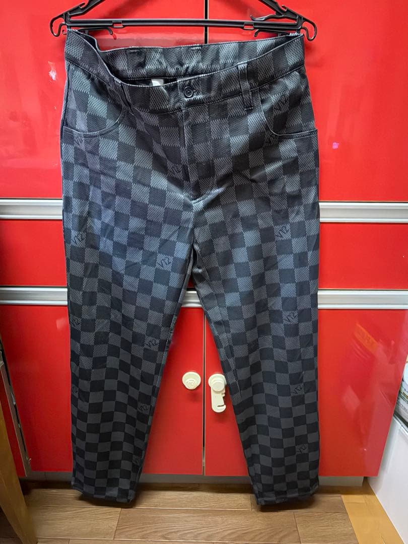 新品タグV12 ゴルフ ダミエ柄 パンツ DAM PANTS ブラック Lサイズ