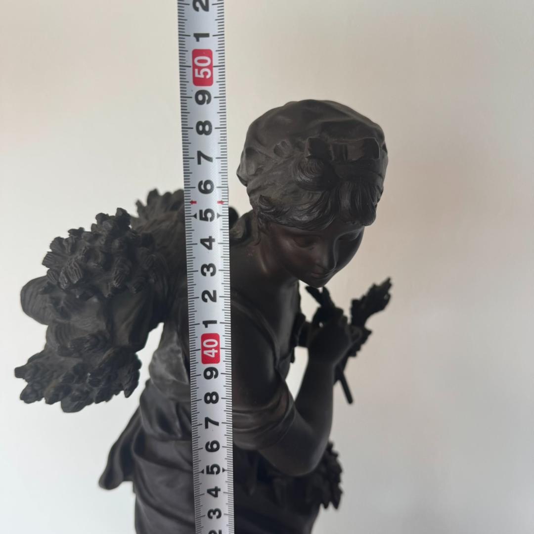 たぬき E◆美女像　ブロンズ　置物　刻印あり　銅製　美品