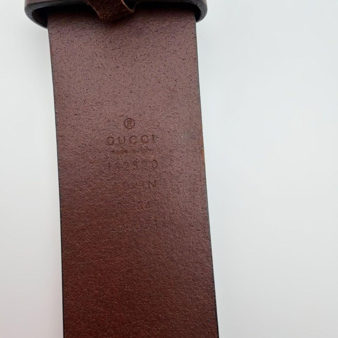 Gucci ダークブラウン レザーベルト GGロゴ　nk8