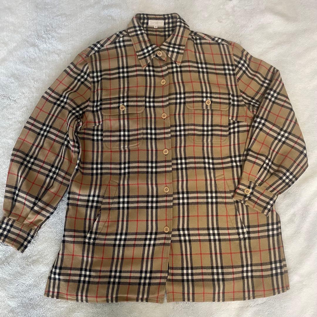 バーバリー　ノバチェック ウール カシミヤ混　シャツ