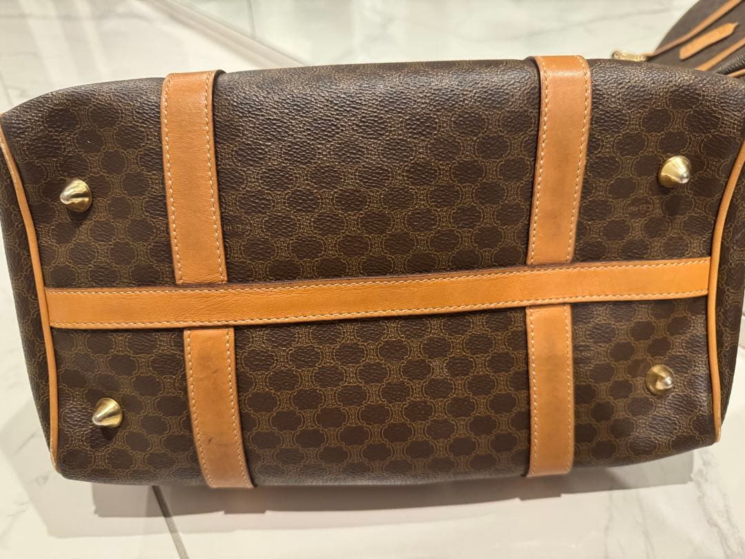 セリーヌブラウンレザーミニボストンバッグ