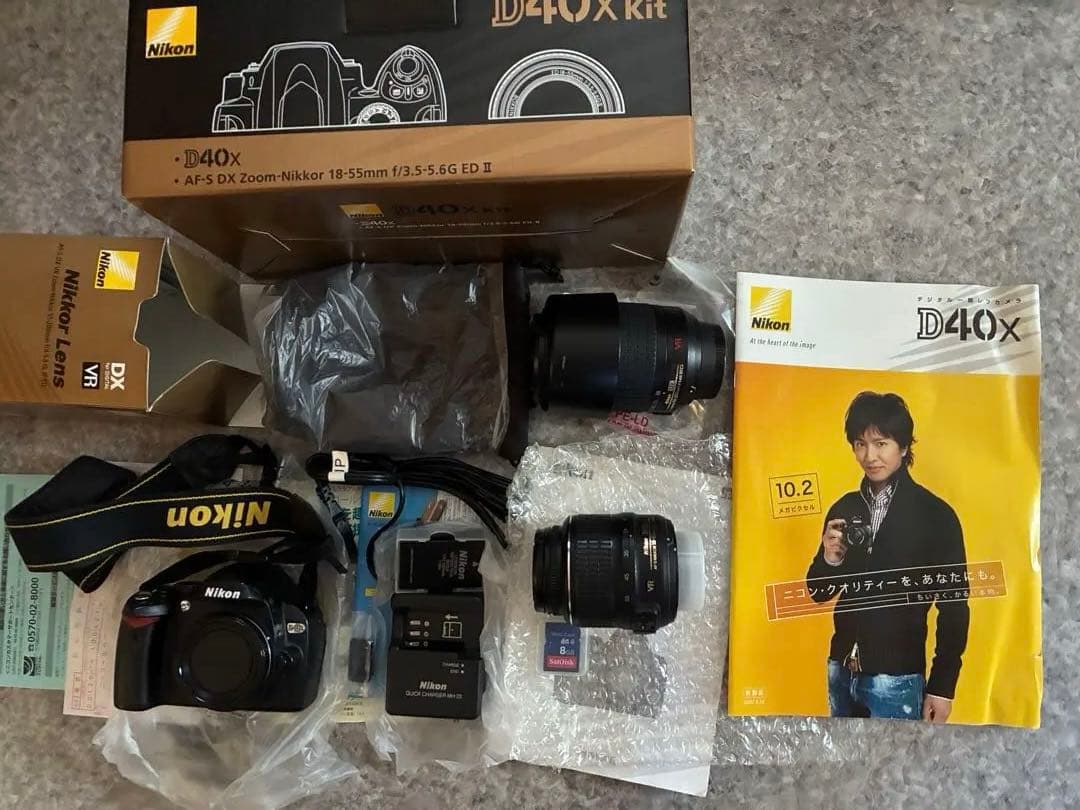 NikonD40Xダブルズームキットフラッシュ内蔵高速連写レンズカバーSDカード