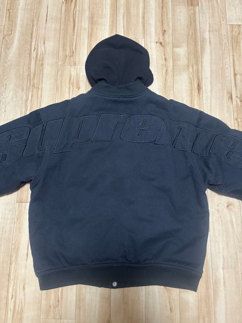 美品！supreme Hooded Twill Varsity Jacket