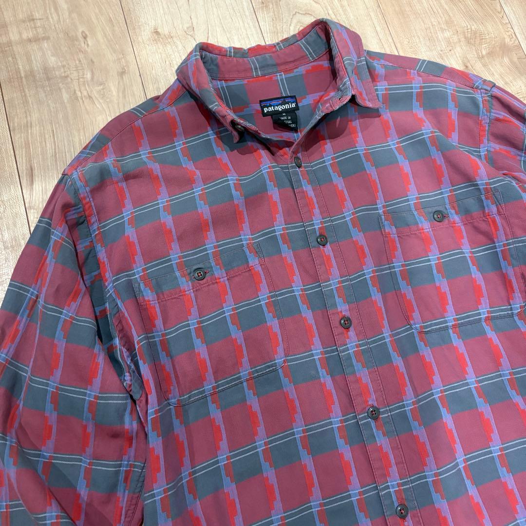 90s patagonia パタゴニア 総柄 ネルシャツ風 雪なしタグ 長袖