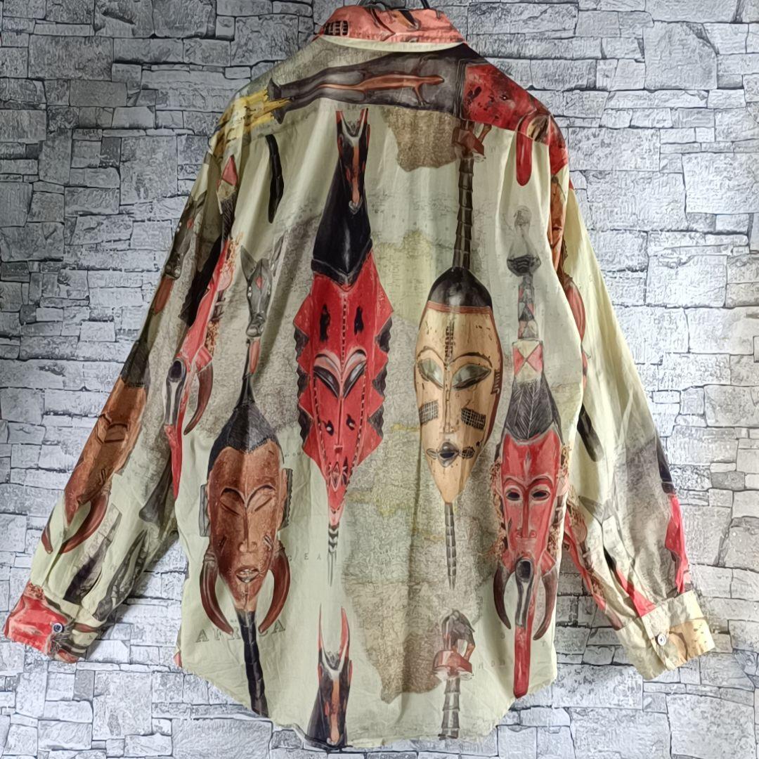 希少✨Paul Smith 長袖BDシャツ アフリカンマスクプリント 総柄 L