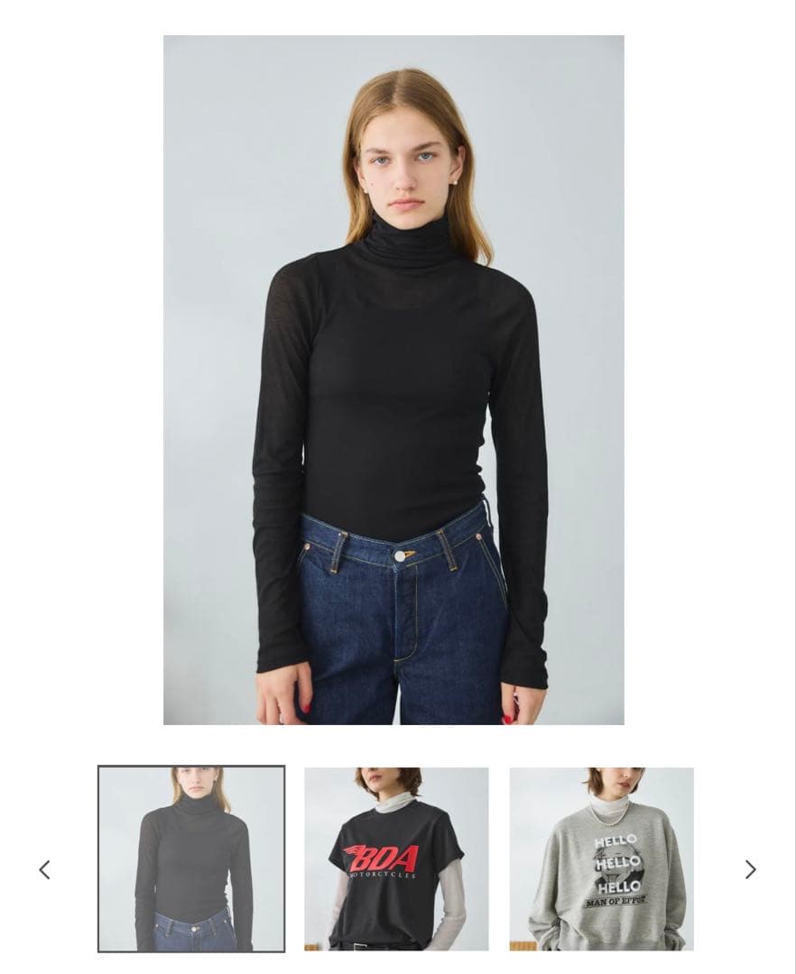 トップス Oblada SHEER HIGH NECK BLACK