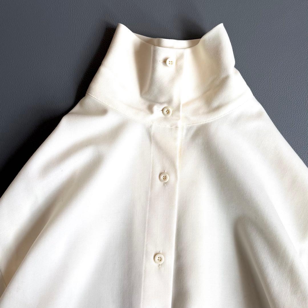 美品 キャバン CABaN ウールツイル ハイネックロングシャツ アイボリー