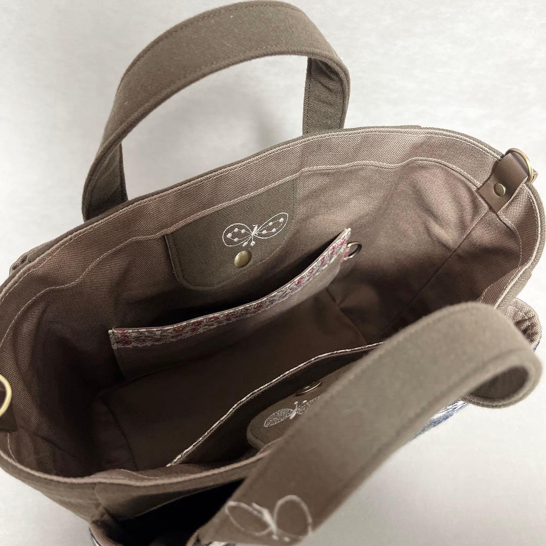 ハンドメイド　ミナペルホネン　大きなぽけっとのスクエアトート⑅︎◡̈︎*