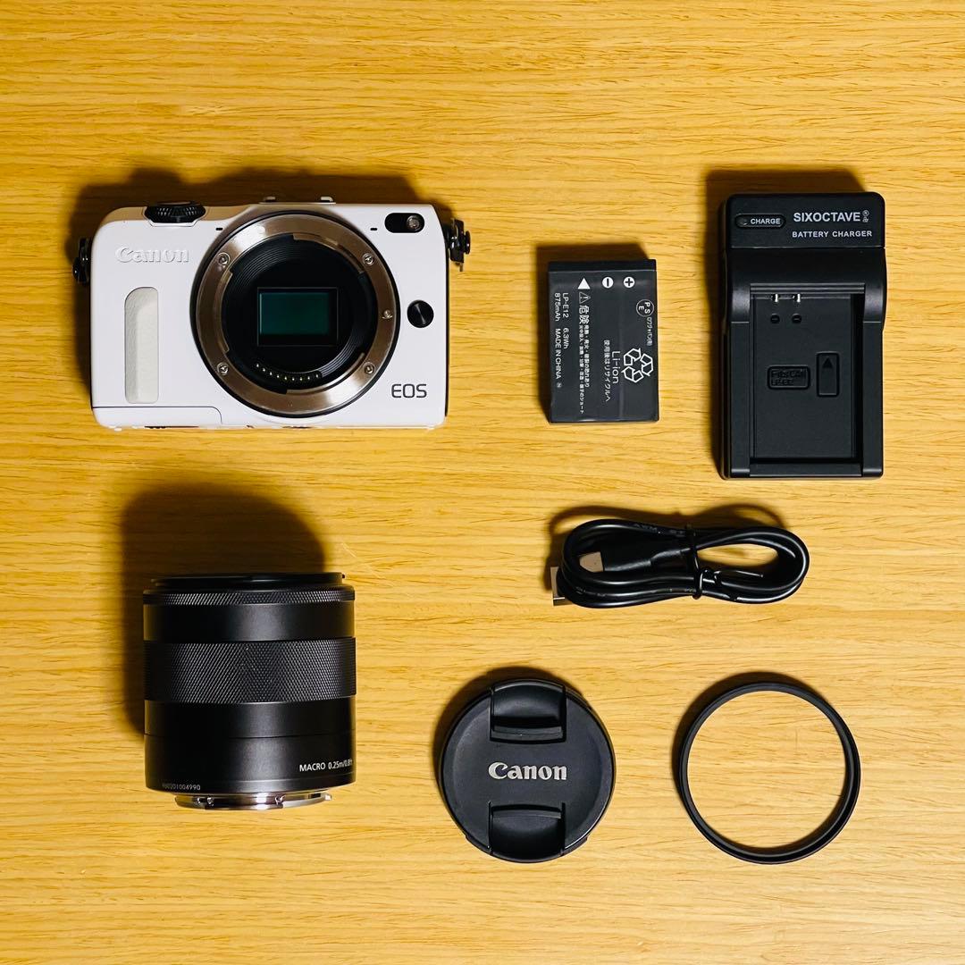 【美品】Canon EOS M2 ホワイト ミラーレス 一眼レフ デジタルカメラ