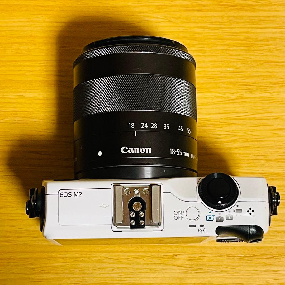 【美品】Canon EOS M2 ホワイト ミラーレス 一眼レフ デジタルカメラ