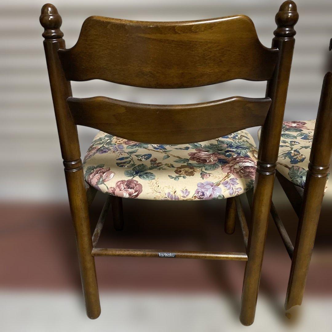 p*a様 カリモク ダイニングチェア 花柄 椅子 セット