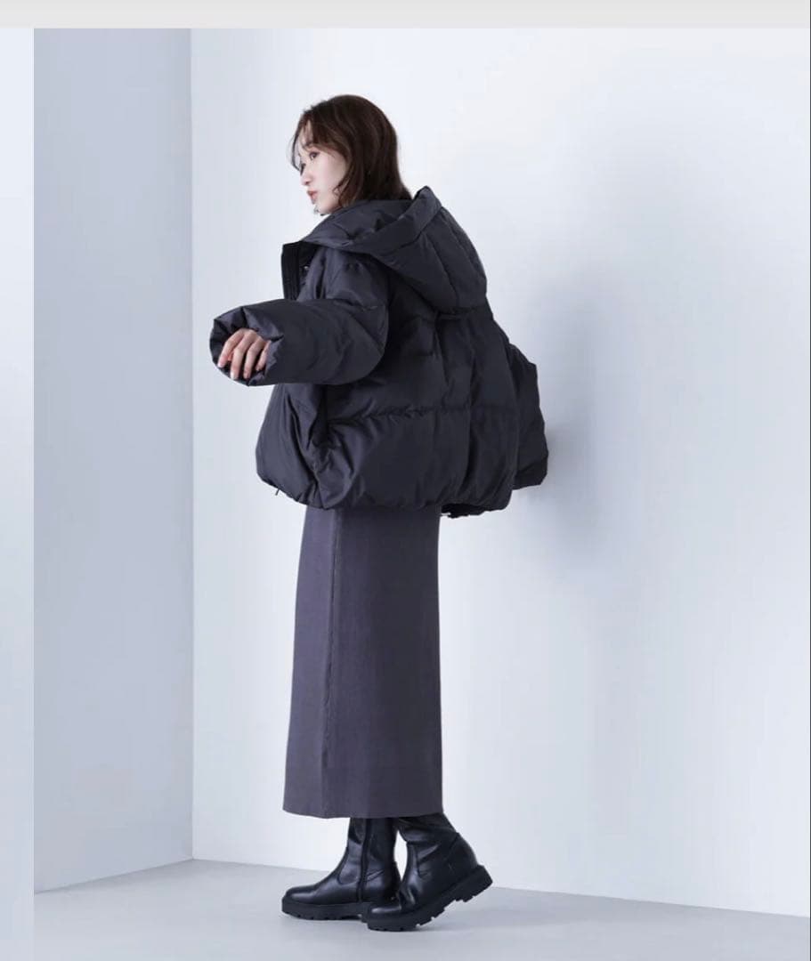 NATURAL BEAUTY BASIC ショートフードダウン　ブラックS