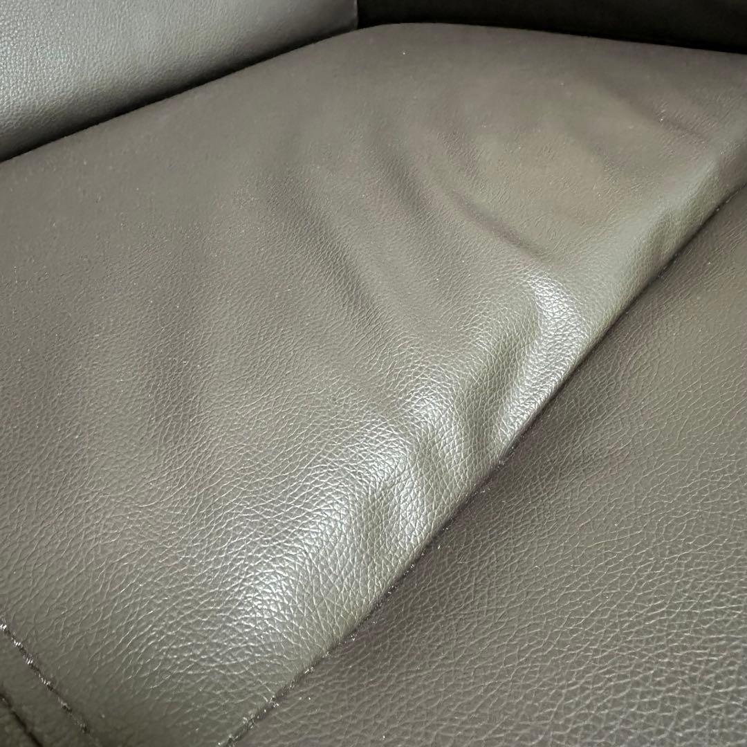 ダークブラウン 合成皮革 2人掛けソファ