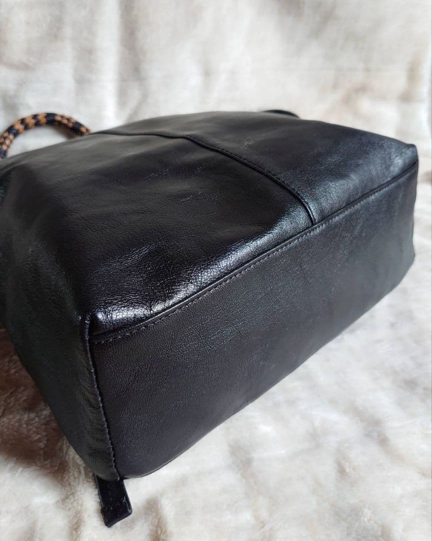 イアパピヨネ ミックス編みリュックサック 本革 リュック A4対応