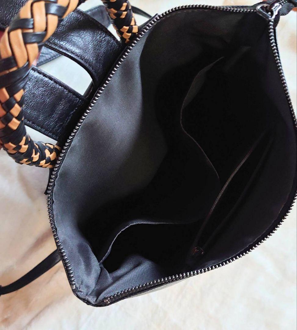 イアパピヨネ ミックス編みリュックサック 本革 リュック A4対応