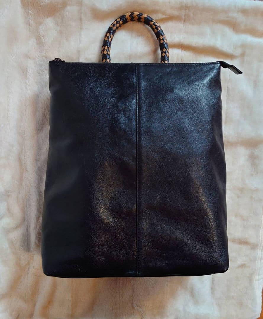 イアパピヨネ ミックス編みリュックサック 本革 リュック A4対応