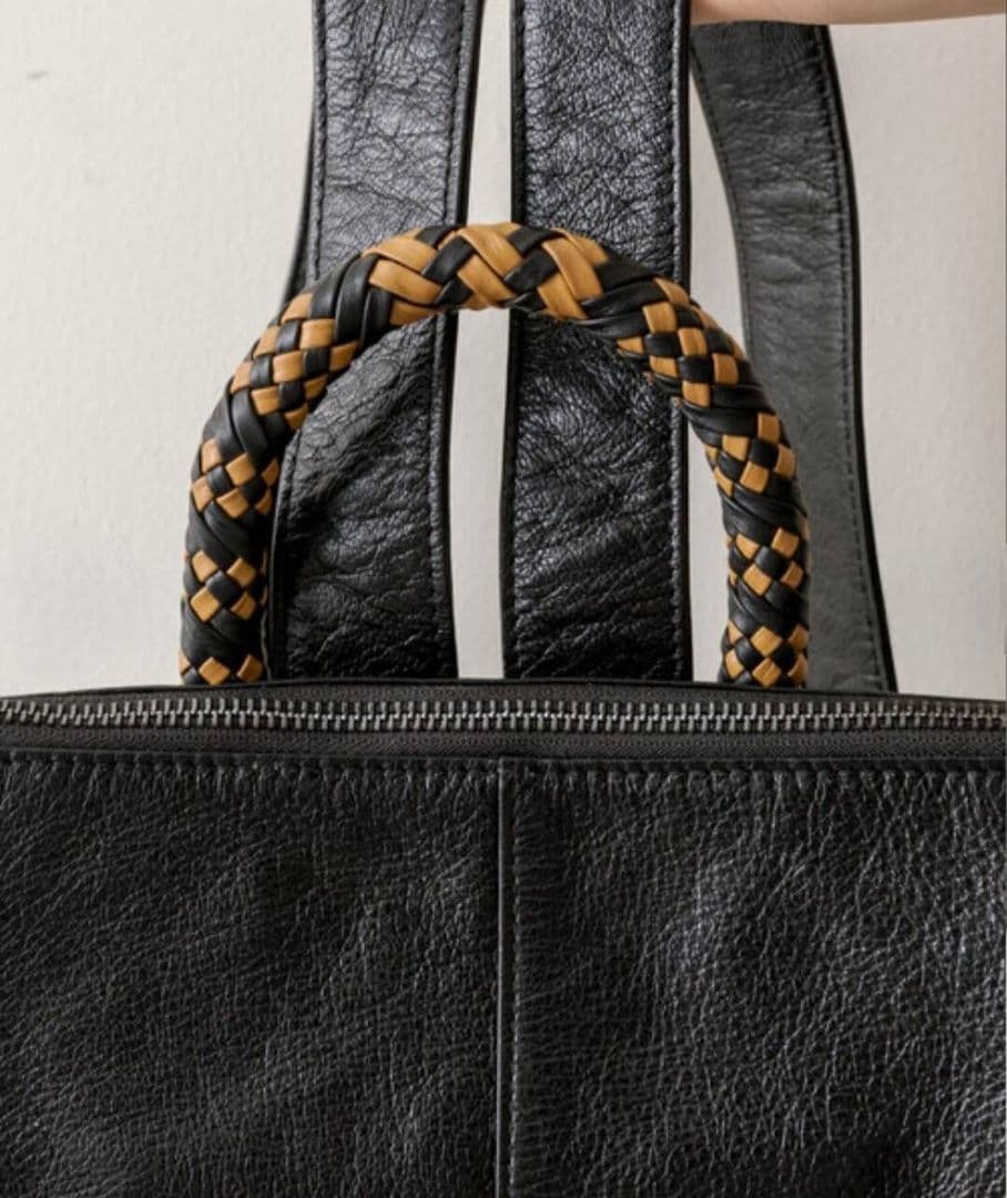 イアパピヨネ ミックス編みリュックサック 本革 リュック A4対応