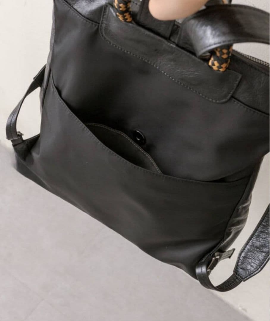 イアパピヨネ ミックス編みリュックサック 本革 リュック A4対応