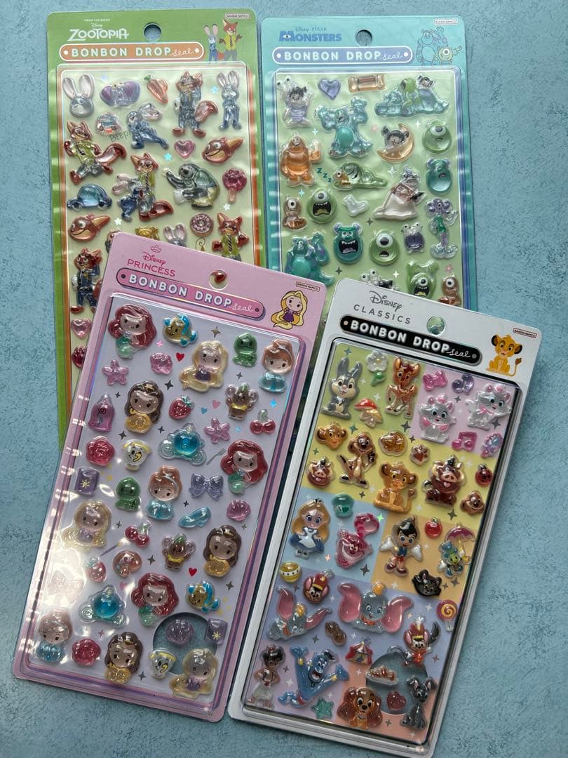 正規品 ボンボンドロップシール ディズニー ピクサー 4枚セット プリンセスなど