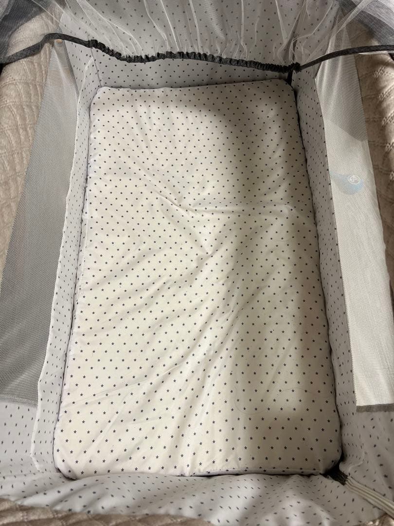 のんKino Linpo ベビーベッド グレー 添い寝 キャスター