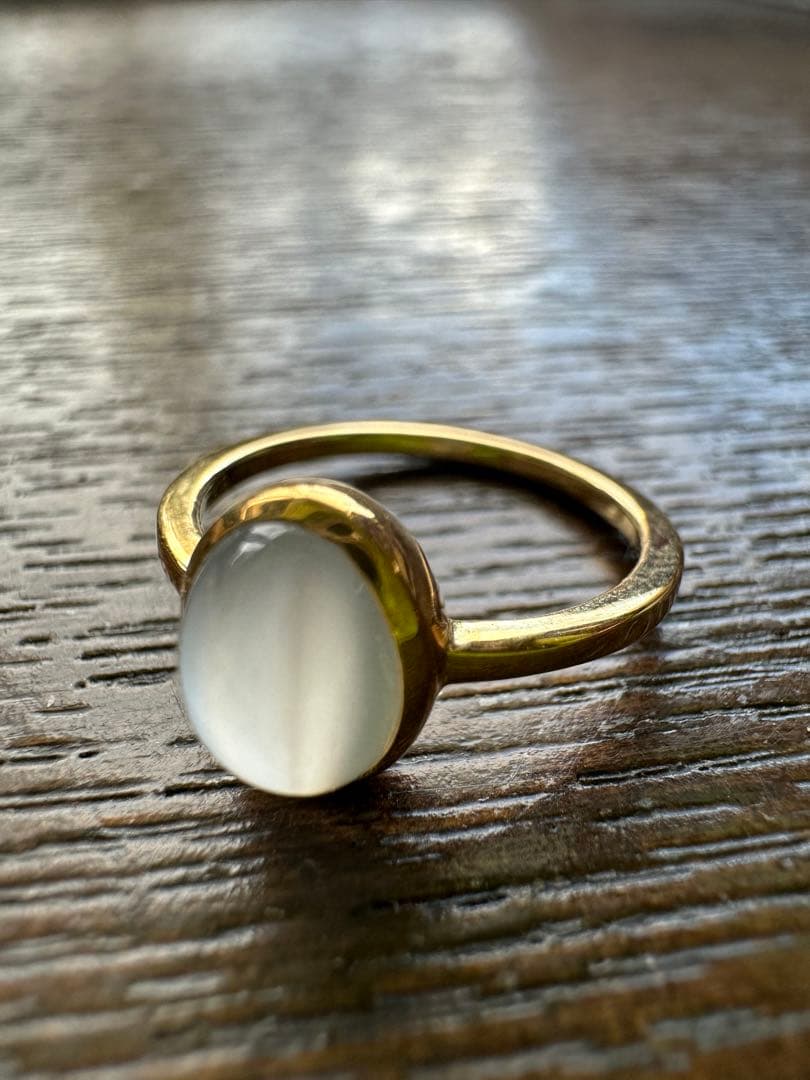 【週末値下げ】ムーンストーン 18Kリング 6号