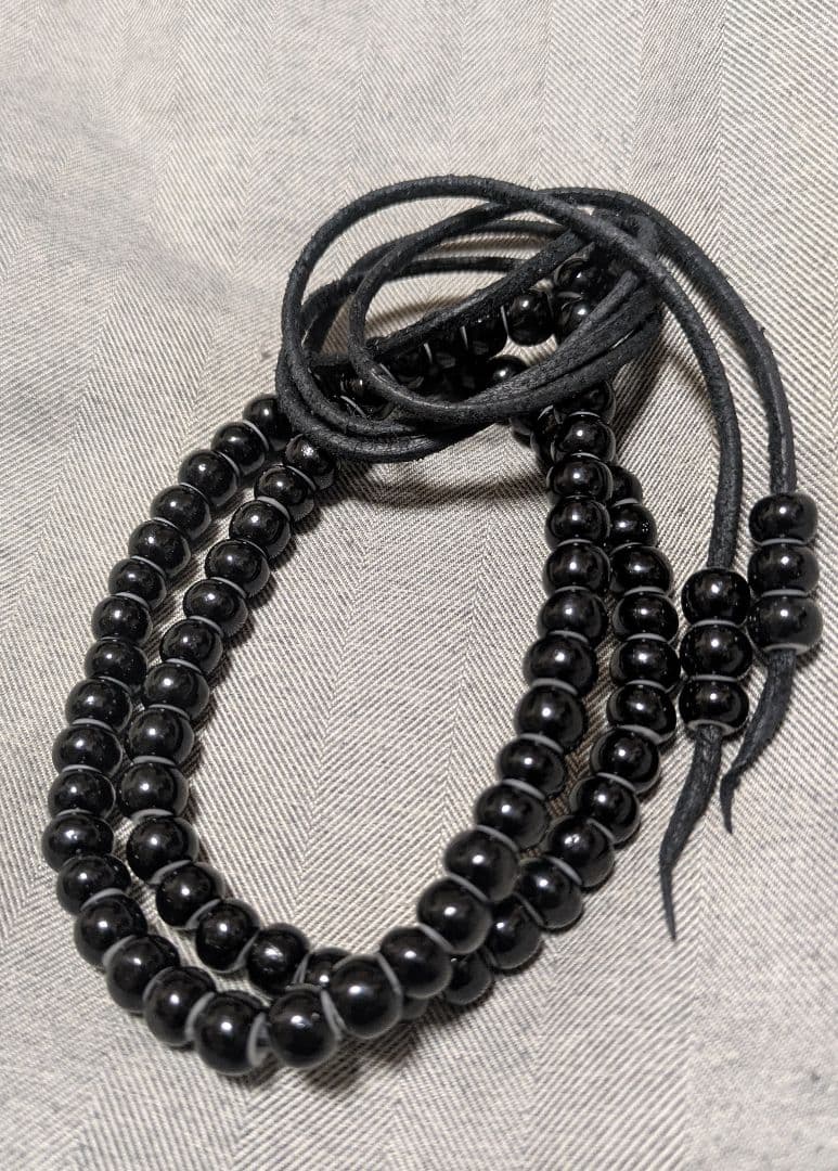 ★ホワイトハーツ黒７㎜★鹿革紐(吟付)★新品未着用★送料無料