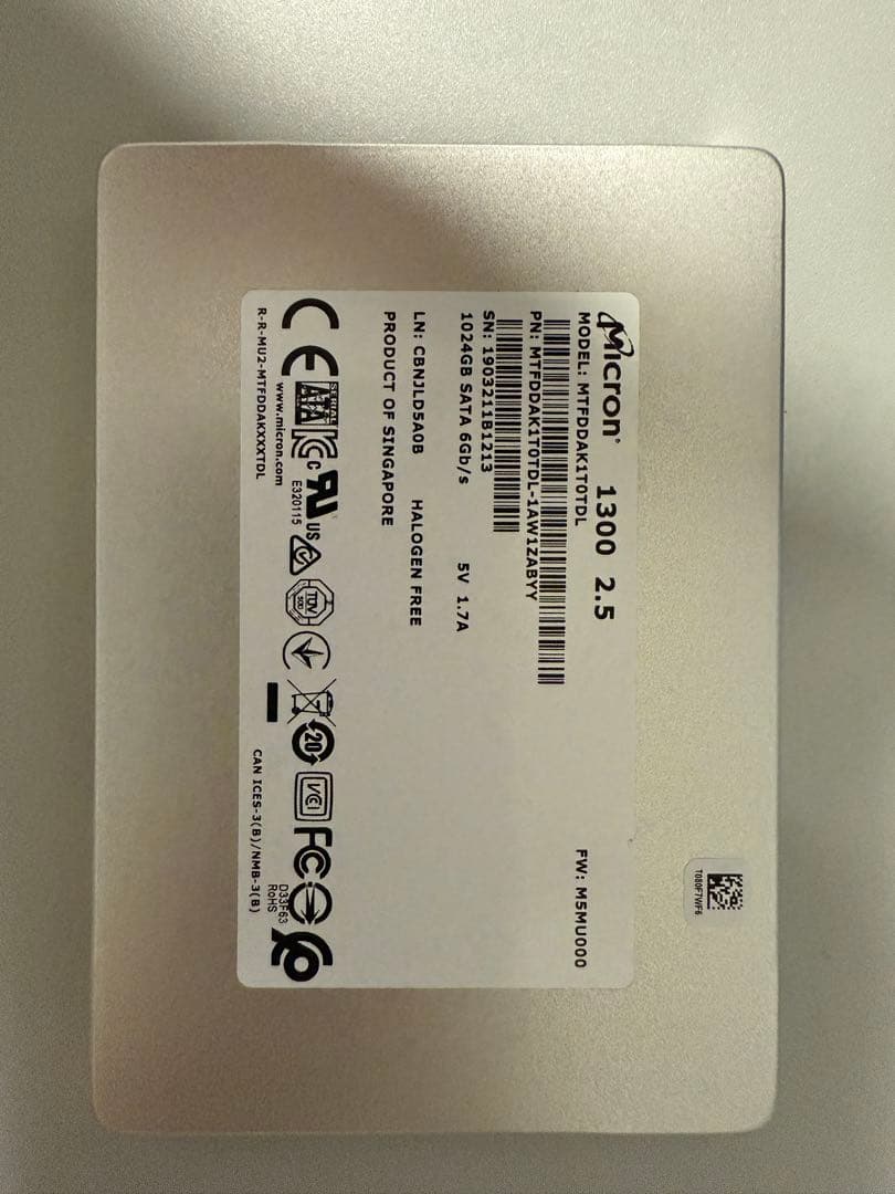 SATA SSD micron 1TB 4本 計4TB