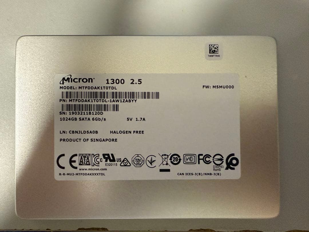 SATA SSD micron 1TB 4本 計4TB